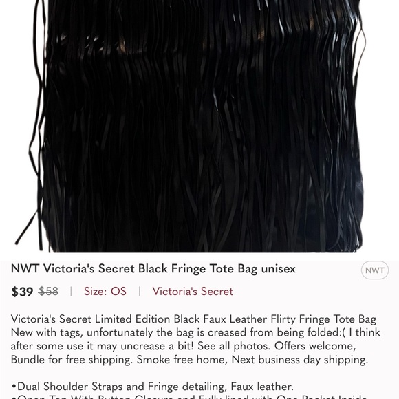VS leather fringe tote like new - Picture 3 of 7